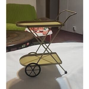 Mini Coffee Bar Cart Tier Tray Gold Kitchen Decor Party Desserts 10"x8"x4.5"
